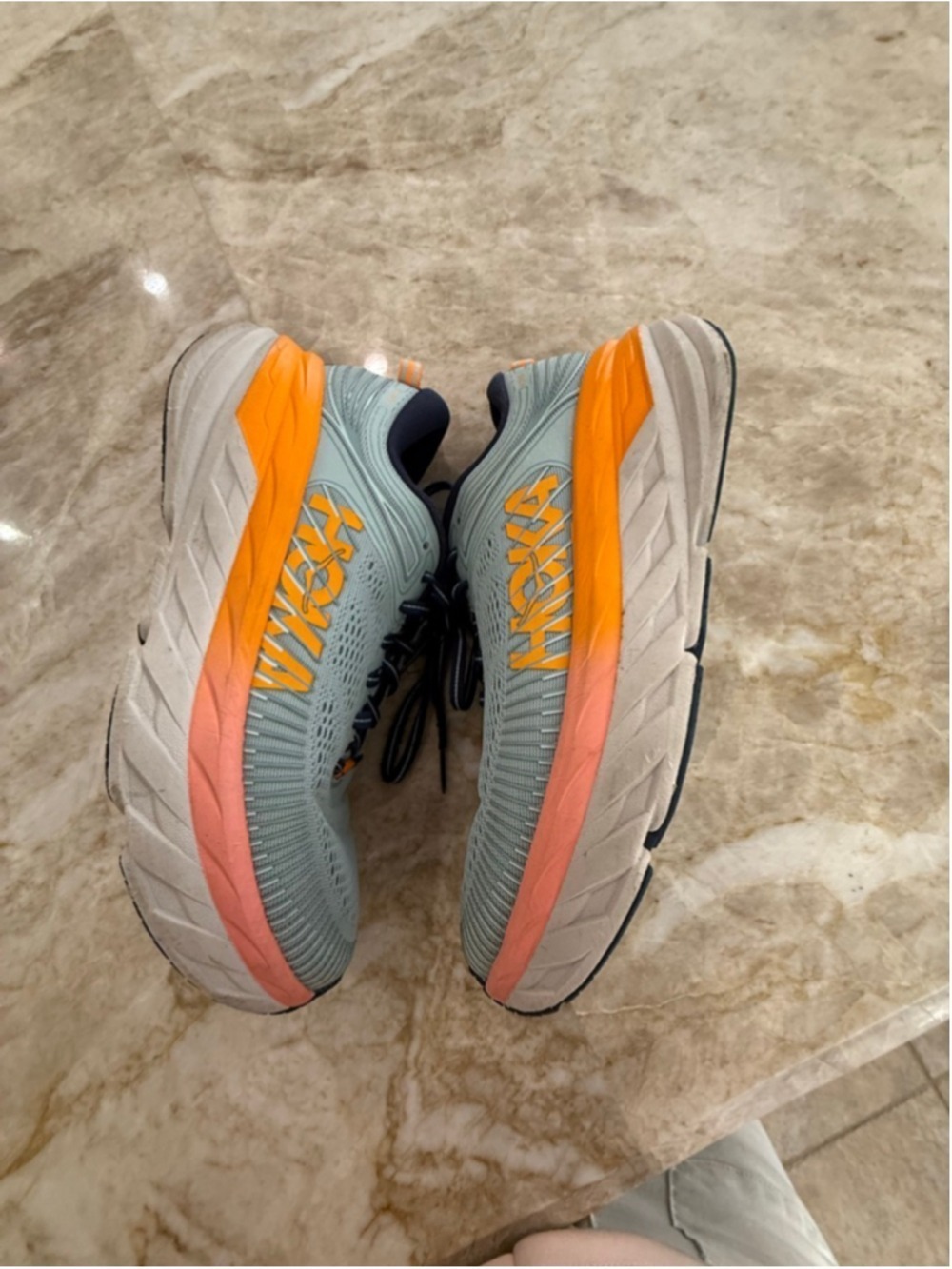Women's Hoka Athletic Shoes Size 8 Light Blue Orange, insert missing - Picture 3 of 9